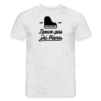 J'peux pas j'ai piano - T-shirt homme - gris chiné - Devant - AI Model Male 178 dark (178cm)