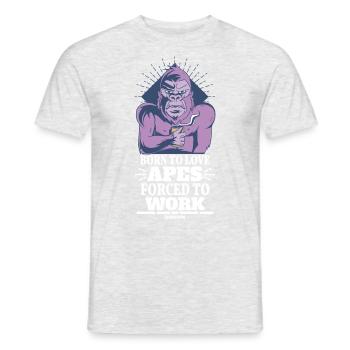 Born To Love Apes Forced To Work - Männer T-Shirt - Grau meliert - Vorne - AI Model Male 178 dark (178cm)