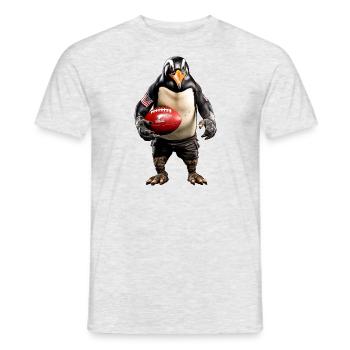 Rugby Penguin - Men's T-Shirt - heather grey - Front - AI Model Male 178 dark (178cm)
