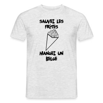 Sauvez les frites ! - T-shirt homme - gris chiné - Devant - AI Model Male 178 dark (178cm)
