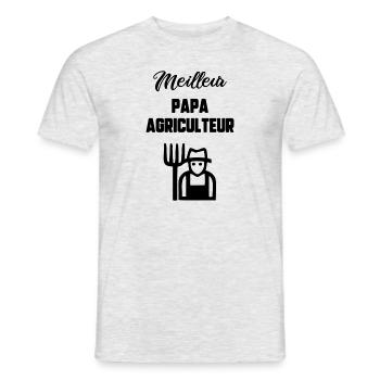 Meilleur papa agriculteur - T-shirt homme - gris chiné - Devant - AI Model Male 178 dark (178cm)