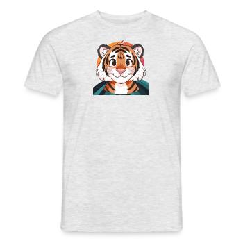 Cat Tiger - Men's T-Shirt - heather grey - Front - AI Model Male 178 dark (178cm)