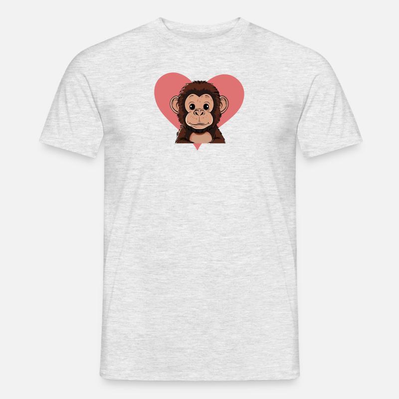 Affe Zootier Monkey - Männer T-Shirt - Grau meliert