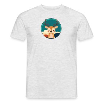 Cerf Faon Habitant de la forêt - T-shirt homme - gris chiné - Devant - AI Model Male 178 dark (178cm)