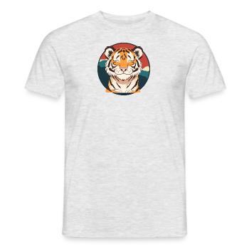 Tiger Domestic Cat Cats - Men's T-Shirt - heather grey - Front - AI Model Male 178 dark (178cm)