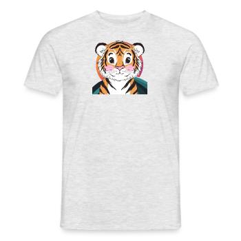 Tiger Domestic Cat Leopard - Men's T-Shirt - heather grey - Front - AI Model Male 178 dark (178cm)