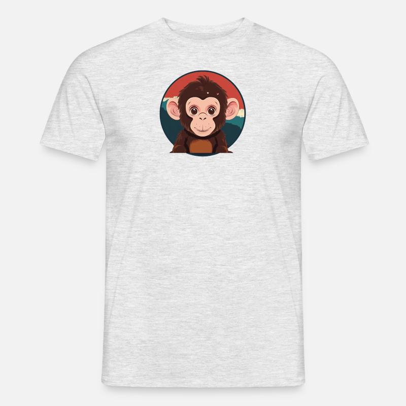 Affe Monkey - Männer T-Shirt - Grau meliert