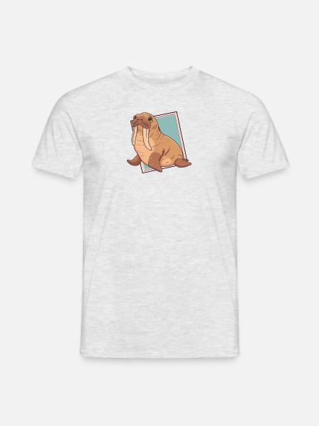 Walross Meeresbewohner Seekuh - Männer T-Shirt - Grau meliert