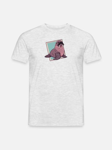 Walross Meerestier Meeresbewohner - Männer T-Shirt - Grau meliert