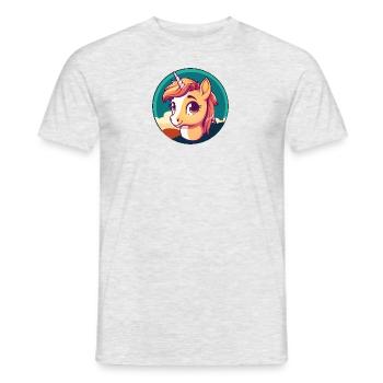 Einhorn Unicorn Pony - Männer T-Shirt - Grau meliert - Vorne - AI Model Male 178 dark (178cm)