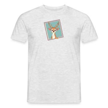 Hirschgeweih Wald Rehkitz - Männer T-Shirt - Grau meliert - Vorne - AI Model Male 178 dark (178cm)