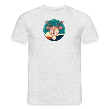 Hirsch Hirschgeweih Waldbewohner - Männer T-Shirt - Grau meliert - Vorne - AI Model Male 178 dark (178cm)