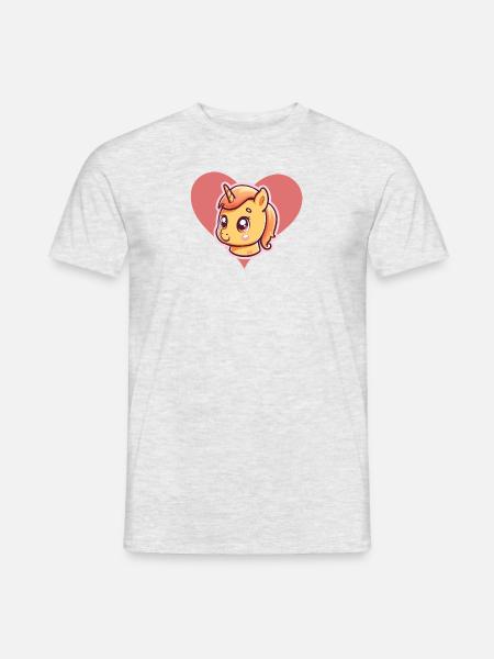 Einhorn Pferd Fabel - Männer T-Shirt - Grau meliert