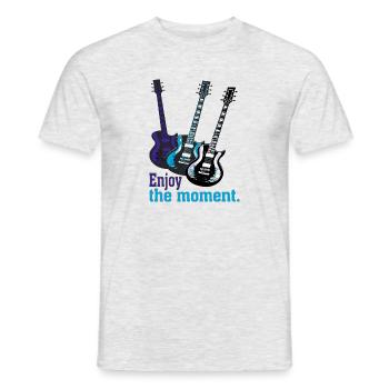 Electric guitars with saying Enjoy the moment. - Men's T-Shirt - heather grey - Front - AI Model Male 178 dark (178cm)