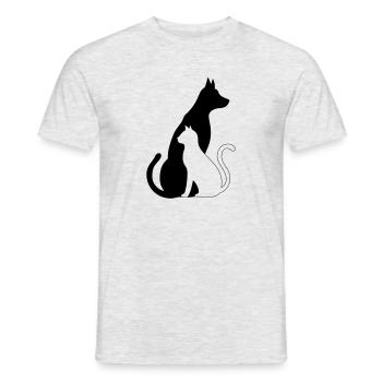 Hund katze silhouette - Männer T-Shirt - Grau meliert - Vorne - AI Model Male 178 dark (178cm)