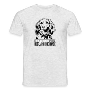 NEDERLANDSE KOOIKERHONDJE life is better Wilsigns - T-shirt homme - gris chiné - Devant - AI Model Male 178 dark (178cm)