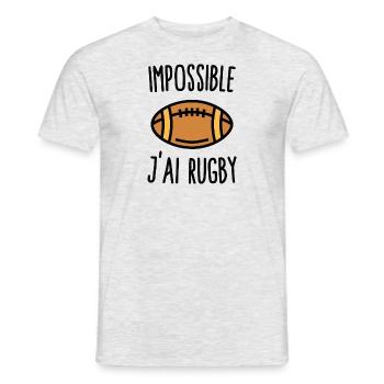 Impossible j'ai rugby - T-shirt homme - gris chiné - Devant - AI Model Male 178 dark (178cm)