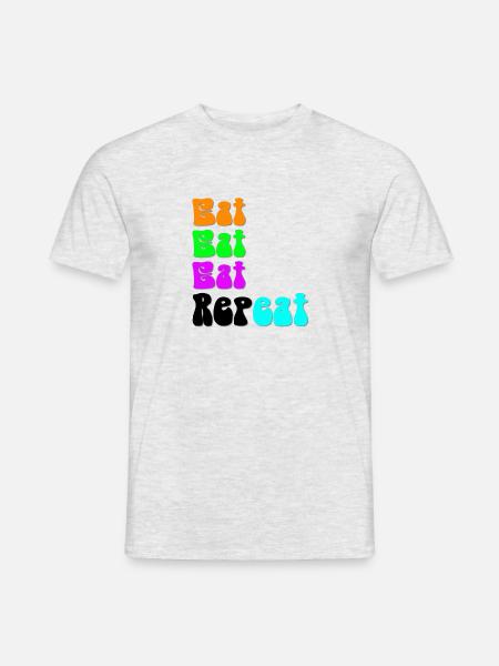 eat repeat - Männer T-Shirt - Grau meliert