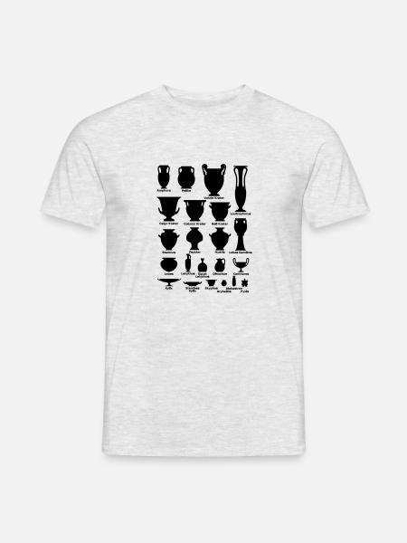 Antike Vasen mit Beschriftung - Männer T-Shirt - Grau meliert