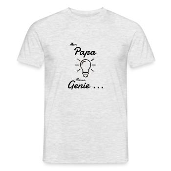 T shirt Mon Papa est un Genie Fun et Cool - T-shirt homme - gris chiné - Devant - AI Model Male 178 dark (178cm)
