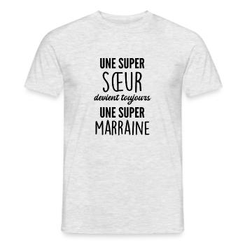 super sœur - super marraine - T-shirt homme - gris chiné - Devant - AI Model Male 178 dark (178cm)