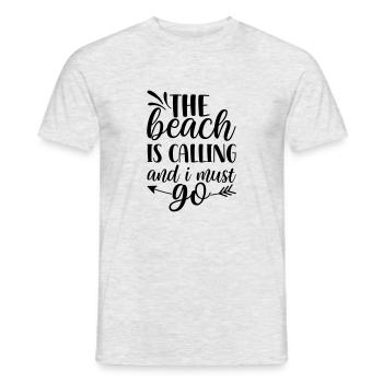 13 La plage appelle et je dois y aller - T-shirt homme - gris chiné - Devant - AI Model Male 178 dark (178cm)