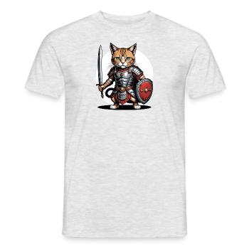 Chat Guerrier Romain Chat Cadeau - T-shirt homme - gris chiné - Devant - AI Model Male 178 dark (178cm)