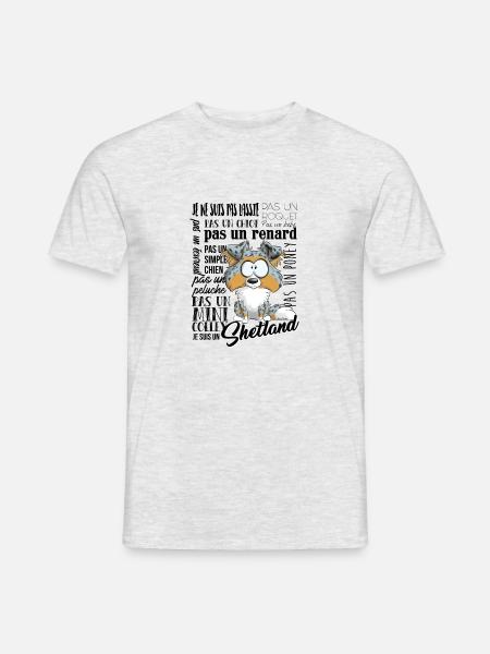 Ich bin Shetland - Blue Merle Tricolor EN - Männer T-Shirt - Grau meliert