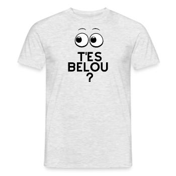"T'es Belou ?" - T-shirt homme - gris chiné - Devant - AI Model Male 178 dark (178cm)