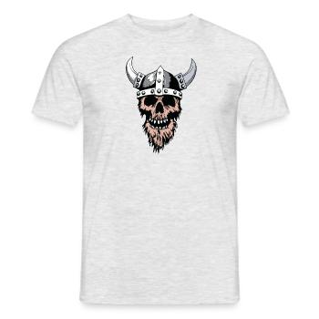Viking skull / head with helmet and beard - Men's T-Shirt - heather grey - Front - AI Model Male 178 dark (178cm)
