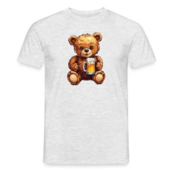 Ours en peluche / Peluche / Animal en peluche / Idée cadeau - T-shirt homme - gris chiné - Devant - AI Model Male 178 dark (178cm)
