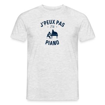 J peux pas j ai piano - T-shirt homme - gris chiné - Devant - AI Model Male 178 dark (178cm)