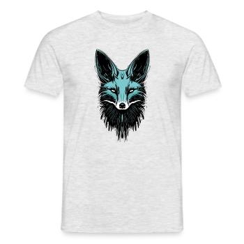 Turquoise Fox Tattoo Woodland Animal Autumn Winter - Men's T-Shirt - heather grey - Front - AI Model Male 178 dark (178cm)