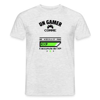 un gamer ne vieillit pas XP personnalisable - T-shirt homme - gris chiné - Devant - AI Model Male 178 dark (178cm)
