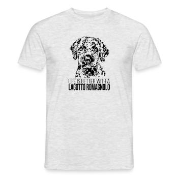 LAGOTTO ROMAGNOLO life is better Hunde Wilsigns - Men's T-Shirt - heather grey - Front - AI Model Male 178 dark (178cm)
