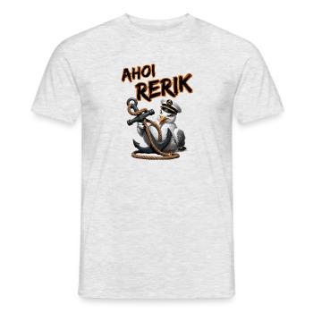 Ahoy Rerik Mouette drôle avec ancre - T-shirt homme - gris chiné - Devant - AI Model Male 178 dark (178cm)