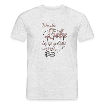 Wo die Liebe ist, ist es nicht wirklich dunkel. - Männer T-Shirt - Grau meliert - Vorne - AI Model Male 178 dark (178cm)