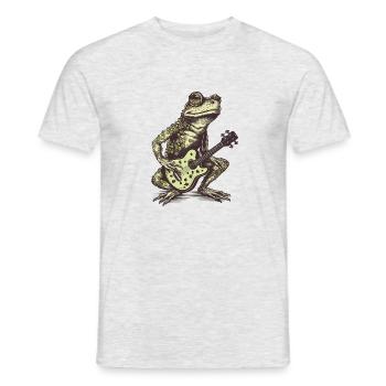 Cool green frog with guitar - Men's T-Shirt - heather grey - Front - AI Model Male 178 dark (178cm)
