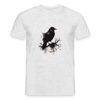 Corbeau noir, corneille à l’encre - T-shirt homme - gris chiné - Devant - AI Model Male 178 dark (178cm)