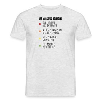 Les 4 accords toltèques - T-shirt homme - gris chiné - Devant - AI Model Male 178 dark (178cm)