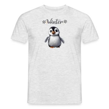 Süßer Baby Pinguin im Winter - Männer T-Shirt - Grau meliert - Vorne - AI Model Male 178 dark (178cm)