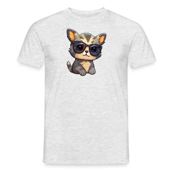 Little cute cat wearing sunglasses. - Men's T-Shirt - heather grey - Front - AI Model Male 178 dark (178cm)