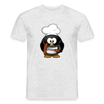 Boiling penguin with bratwurst. Gift - Men's T-Shirt - heather grey - Front - AI Model Male 178 dark (178cm)