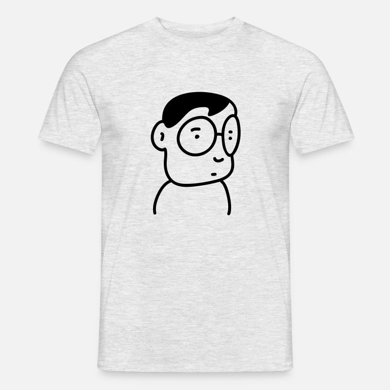 Schüchterner Nerd mit Brille - line - Männer T-Shirt - Grau meliert