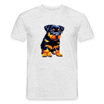 Chiot Rottweiler Chien Rottweiler Puppy Dogs - T-shirt homme - gris chiné - Devant - AI Model Male 178 dark (178cm)