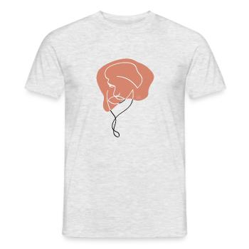 "Man with a Beard", Boho Line Art Design, "Faces" - Men's T-Shirt - heather grey - Front - AI Model Male 178 dark (178cm)