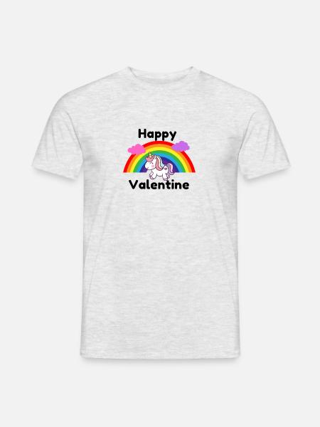 happy valentines day, rainbow,einhorn - Männer T-Shirt - Grau meliert