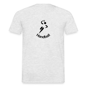 Handball Personnages en bâtons Ecriture ci-dessous - T-shirt homme - gris chiné - Dos - AI Model Male 178 dark (178cm)