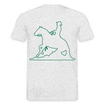 Slider Sliding Stop Westernreiter Mann - Männer T-Shirt - Grau meliert - Hinten - AI Model Male 178 dark (178cm)