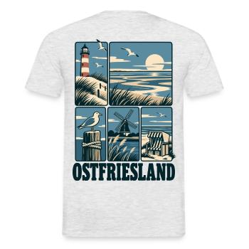 Ostfriesland North Sea Coast - Männer T-Shirt - Grau meliert - Hinten - AI Model Male 178 dark (178cm)